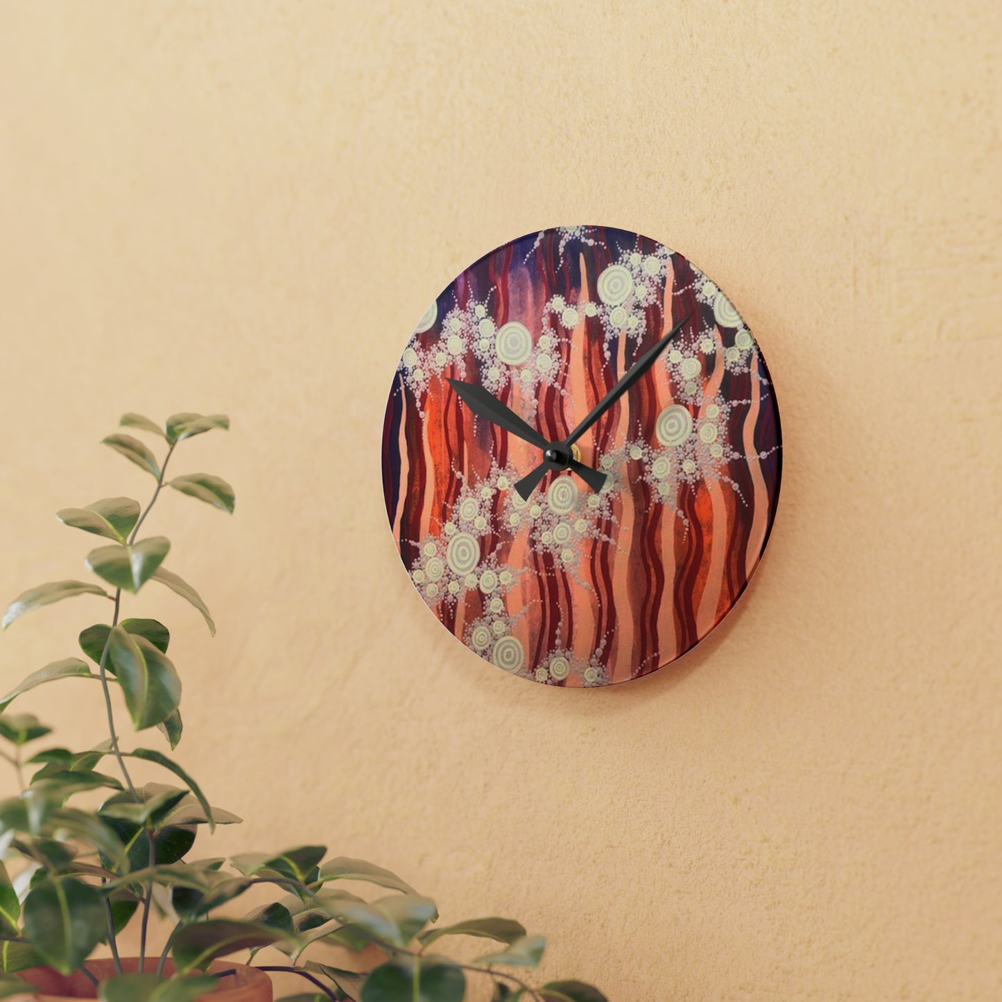 Fire and Stone - Acrylic Wall Clock