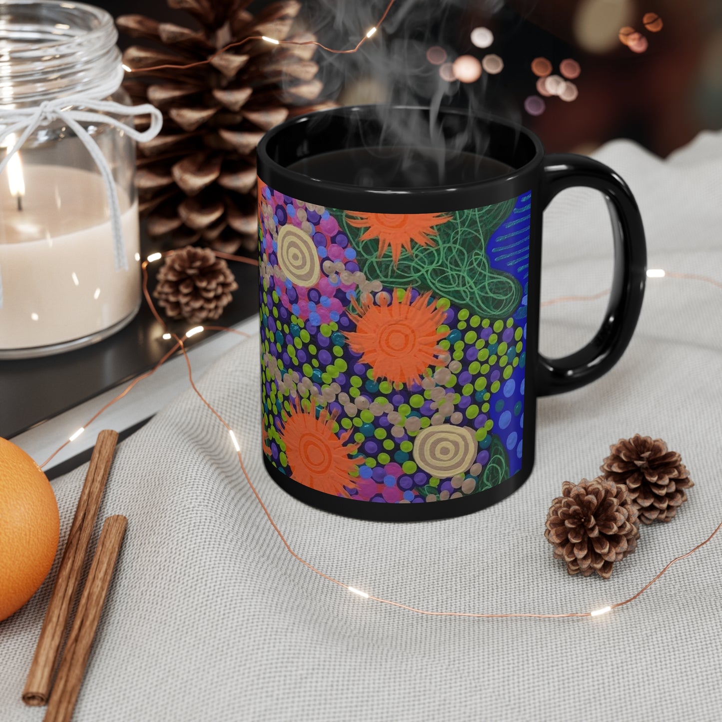 Flower and Stone - 11oz Black Mug