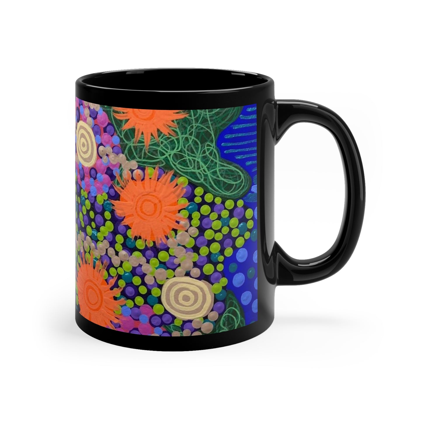 Flower and Stone - 11oz Black Mug