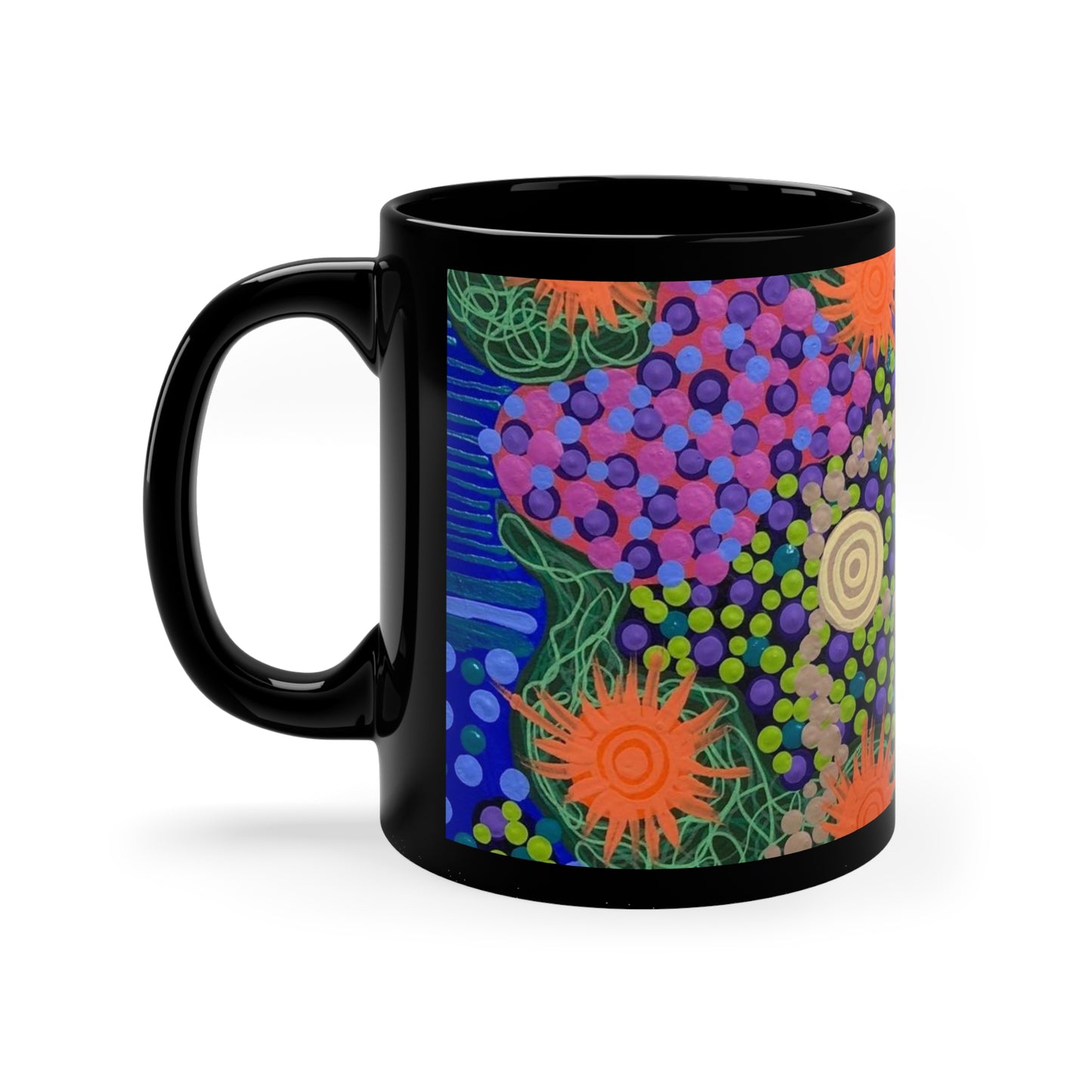 Flower and Stone - 11oz Black Mug