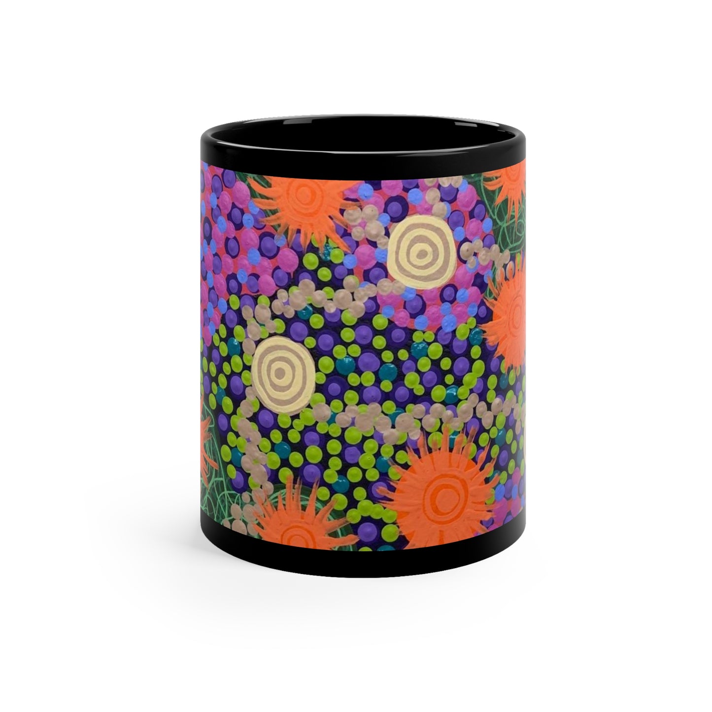 Flower and Stone - 11oz Black Mug